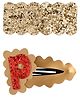 Aye Candy Set Of 2 Glitter Embellished P Text Applique Detailed Snap Clips - Gold