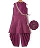 Pine Kids Woven Sleeveless Indo Western Set with Embroidery & Lace Detailing - Wine