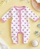Kidbea 100% Organic Cotton Full Sleeves Hearts Printed Romper - Pink