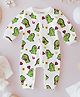 Kidbea 100% Organic Cotton Full Sleeves Dinosaurs Printed Romper - Olive Green