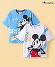 HoneyHap Disney Terry Knit Half Sleeves T-Shirts With Mickey Mouse Graphics Pack of 2 - White & Light Blue