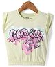 Doreme Single Jersey Knit Sleeveless Top With Text Print - Lemon Yellow