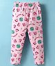 Doreme Single Jersey Knit Full Length Text Printed Leggings - Pink