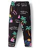 Doreme Single Jersey Knit Full Length Beach Theme Printed Leggings - Black