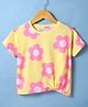 Doreme Single Jersey Knit Half Sleeves Top With Floral Print - Yellow