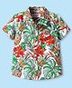 Babyhug Cotton Knit Half Sleeves Shirt with Floral Print - Green & White