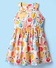 Kookie Kids Cotton Woven Sleeveless Halter Neck Dress With Floral Print - Multicolor