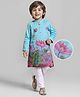 Babyhug Woven Full Sleeves Kurta & Pyjama with Lotus Print - Light Blue