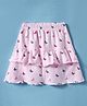 Tango Interlock Knit Knee Length Skirts with Ruffle Design & Butterfly Print - Light Pink