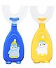 TOYPENTER U-Shaped Toothbrush for Baby | 360° Oral Teeth Cleaning Tools | Infants Toothbrush with Food Grade Silicone Head | Manual Toothbrush For new Born Baby (Pack of 2) (Blue & Yellow)