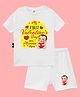The Peppy Tend Valentines Day Theme 100% Cotton Half Sleeves My First Valentines Day With Mumma & Papa Text Printed Tee With Shorts Set - White