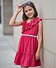 Pine Kids Woven Sleeveless Solid Frock With Belt - Dark Pink