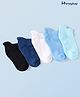 Honeyhap Premium Cotton Bamboo Spandex Knit Ankle Length Solid Color Socks with Bio Finish Pack of 5 - Baltic Sea Atomizer Black Navy & White