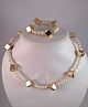 Tiny Closet Pearls Embellished Cube Designed Necklace & Bracelet Set - White & Golden