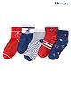Honeyhap Premium Cotton With Bio Finish Bamboo Spandex Socks With Stripes & Nautical Print Pack of 5 - Navy Red & White