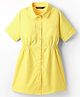 Pine Kids Cotton Woven Half Sleeves Solid Shirt Style Frock - Gold