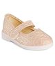 Chiu Checked & Glitter Detailed Ballerinas - Gold