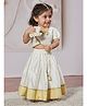 Vastramay Chanderi Half Puffed Sleeves Abstract Foil Printed Bow Applique Detailed Lehenga Choli Set - White