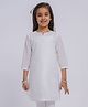 Vastramay Cotton Three Fourth Sleeves Solid Kurta - White