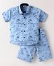 Dapper Dudes Half Sleeves Beach Theme Printed Shirt With Coordinating Shorts Set - Blue