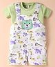 Dapper Dudes Animals Printed Dungaree With Half Sleeves Typography Printed Tee - Green