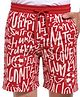 Pine Kids Looper Knit Above Knee Length Shorts with Play Text Print - Red