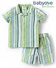 Babyoye Seer Sucker Half Sleeves Co-ords Shirt & Shorts Set with Stripes - Multicolor