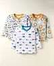 OHMS Single Jersey Knit Full Sleeves T-Shirt With Animal & Vehicle Print Pack of 3 - White & Mint