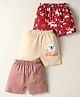 OHMS Single Jersey Knee Length Shorts With Animal Print Pack Of 3 - Red Beige & Pink