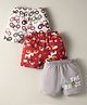 OHMS Single Jersey Knee Length Shorts With Vehicle & Animal Print Pack Of 3 - Red White & Grey