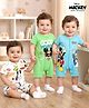 Babyhug Disney Interlock Knit Half Sleeves Rompers With Mickey Mouse Graphics Pack Of 3 - Light Blue & White