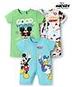 Babyhug Disney Interlock Knit Half Sleeves Rompers With Mickey Mouse Graphics Pack Of 3 - Light Blue & White