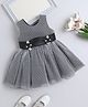 The Magic Wand Sleeveless Swiss Dot & Floral Applique Detailed Dress - Black