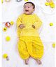 KID1 Cotton Full Sleeves Leheriya Printed & Lace Embellished Dhoti Kurta Set - Yellow