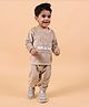 Mama & Peaches Think Happy Be Happy Winter Velvet Co-Ord Set-Fawn