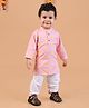 Mama & Peaches Cotton Full Sleeves Sun Printed Kurta Pyjama Set - Pink
