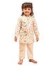 Mama & Peaches Cotton Full Sleeves Dinosaurs Printed Kurta Pyjama Set - Multi Colour