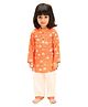 Mama & Peaches Cotton Full Sleeves Rainbows Printed Kurta Salwar Set - Orange