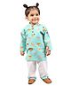 Mama & Peaches Cotton Full Sleeves Wild Animals Printed Kurta Pyjama Set - Multi Colour