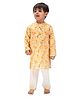 Mama & Peaches Cotton Full Sleeves Floral Printed Kurta Pyjama Set - Orange
