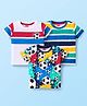 Babyhug Cotton Knit Half Sleeves T-Shirts with Football Print & Stripes Pack of 3 - Multicolor