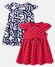Babyhug Single Jersey Knit Cap Sleeves Polka Dot Printed Dresses With Bow Applique Pack of 2 - Red & White