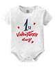 Baby Buzz Valentines Day Theme 100% Cotton Half Sleeves 1st Valentines Day Text Printed Onesie - White