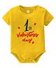 Baby Buzz Valentines Day Theme 100% Cotton Half Sleeves 1st Valentines Day Text Printed Onesie - Yellow