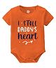 Baby Buzz Valentines Day Theme 100% Cotton Half Sleeves I Stole Daddys Heart Text Printed Onesie - Orange