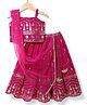Babyhug Sleeveless Floral Sequenced Embroidered Choli Lehenga & Dupatta Set with Tassel Detailing - Dark Pink