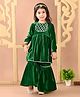 Superminis Velvet Full Sleeves Gota Lace Embellished Kurta Sharara Set - Green