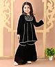 Superminis Velvet Full Sleeves Gota Lace Embellished Kurta Sharara Set - Black
