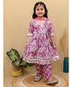 Superminis Cotton Half Sleeves Floral Printed & Lace Embellished Kurta Pant with Dupatta Set - Purple