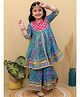 Superminis Cotton Three Fourth Sleeves Floral Printed & Gota Lace Embellished Kurta Sharara Set - Blue